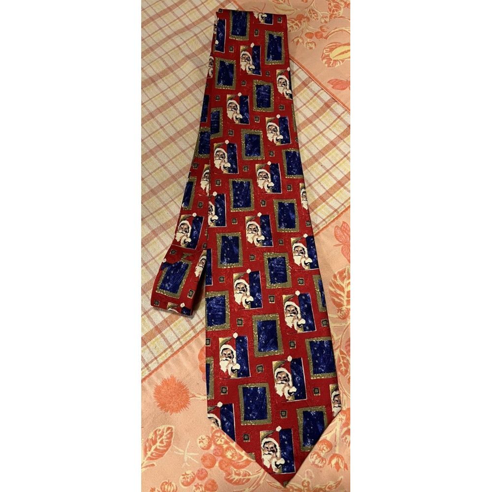 Vtg Christmas Santa Silk Tie Robert Talbott Best of Class Norm Thompson Portland